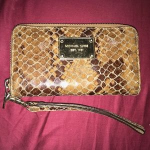 Michael Kors snakeskin wristlet wallet pre-owned